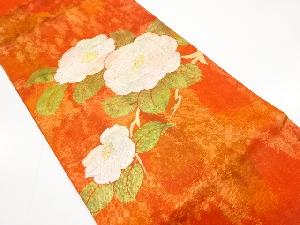 椿模様織り出し　名古屋帯